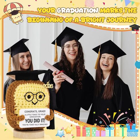 Graduation Gift for Her College High School Grads Graduation Gifts-Funny Handmade Crochet Toast with Grad Cap Motivational Message in Saudi Arabia