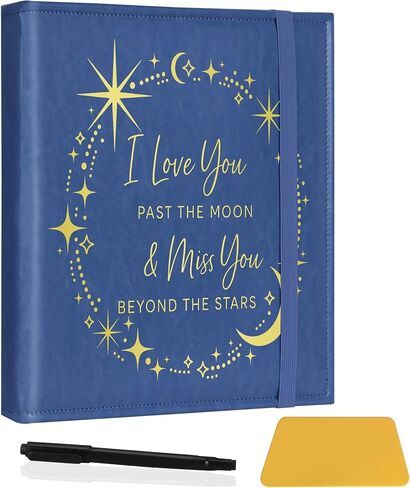 I Love You to The Moon and Star Leather Photo Album Magnetic Self-Adhesive Album for Couples,Valentine Day,Anniversary,Wedding Gift (Album-Moon Dark Blue) in Saudi Arabia