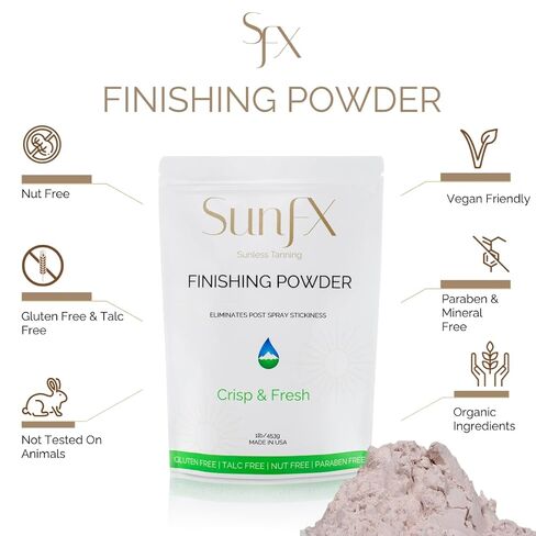 SunFX Post Spray Tan Translucent Finishing Powder | Talc Free | Sunless Tanning Setting Powder | Cheeky-Sunshine | Shimmer 1lb (Crisp & Fresh, 1lb) in Saudi Arabia