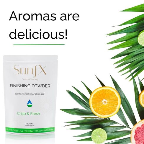 SunFX Post Spray Tan Translucent Finishing Powder | Talc Free | Sunless Tanning Setting Powder | Cheeky-Sunshine | Shimmer 1lb (Crisp & Fresh, 1lb) in Saudi Arabia