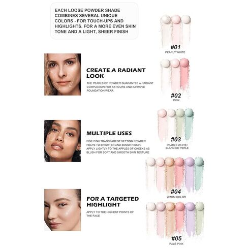 5 Colors Pearls of Powder Multi-Tone Roller Loose Setting Longlasting Oil Control Pearls Setting for Woman in Saudi Arabia