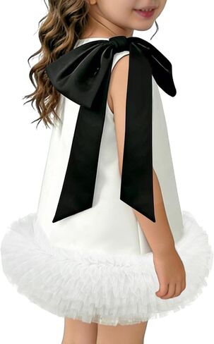 Satin Flower Glrl Dress Girls Formal A Line Sleeveless Gown Toddler Girls Princess Party Dresses for Birthday in Kuwait