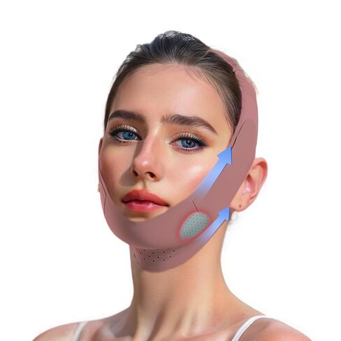 Chin Strap for Sleeping, Anti Snoring Chin Strap Adjustable Double Chin Reducer, Face Lift Chin Strap for Women, Jawline Shaper, Bean Paste Red, Medium in Saudi Arabia