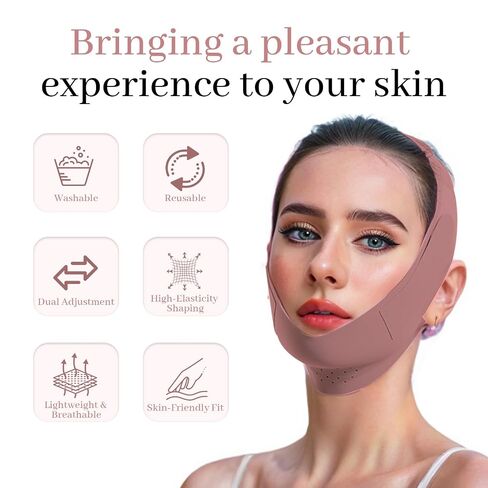 Chin Strap for Sleeping, Anti Snoring Chin Strap Adjustable Double Chin Reducer, Face Lift Chin Strap for Women, Jawline Shaper, Bean Paste Red, Medium in Saudi Arabia