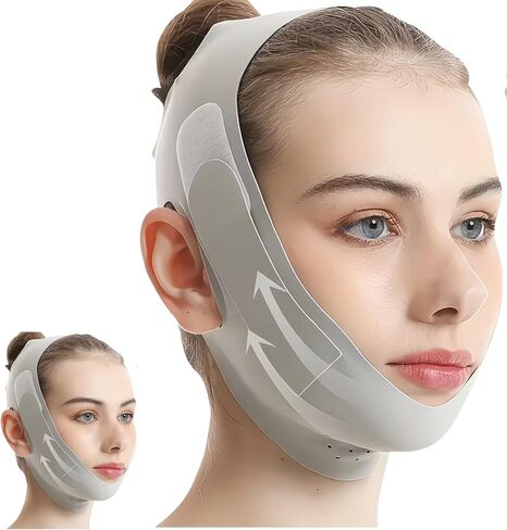 V Line Chin Strap Face Slimming Mask, V Shape Jawline Shaper, Chin Lift Up Band for Double Chin Reduction, Anti Snoring Sleeping Strap for Men & Women in Kuwait