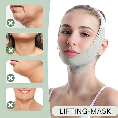 V Line Chin Strap Face Slimming Mask, V Shape Jawline Shaper, Chin Lift Up Band for Double Chin Reduction, Anti Snoring Sleeping Strap for Men & Women in Kuwait