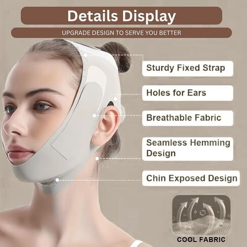 V Line Chin Strap Face Slimming Mask, V Shape Jawline Shaper, Chin Lift Up Band for Double Chin Reduction, Anti Snoring Sleeping Strap for Men & Women in Kuwait