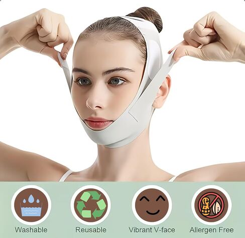 V Line Chin Strap Face Slimming Mask, V Shape Jawline Shaper, Chin Lift Up Band for Double Chin Reduction, Anti Snoring Sleeping Strap for Men & Women in Kuwait