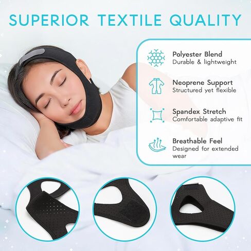 Chin Strap for Sleeping, M Size – Anti Snoring Chin Strap for Sleepers, Adjustable Jaw Support Strap, Secure Mouth Closure, Breathable & Comfortable for Night Sleep in Saudi Arabia