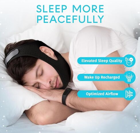 Chin Strap for Sleeping, M Size – Anti Snoring Chin Strap for Sleepers, Adjustable Jaw Support Strap, Secure Mouth Closure, Breathable & Comfortable for Night Sleep in Saudi Arabia
