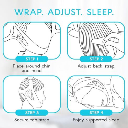 Chin Strap for Sleeping, M Size – Anti Snoring Chin Strap for Sleepers, Adjustable Jaw Support Strap, Secure Mouth Closure, Breathable & Comfortable for Night Sleep in Saudi Arabia
