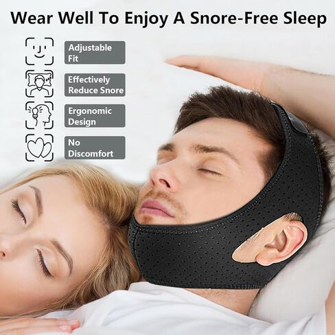 Anti Snoring Chin Strap,Adjustable CPAP Chin Strap,Chin Strap for Sleeping with Vent Holes,Fit to Keep Mouth Closed and Effective Stop Snoring Solution,Anti Snore Devices for Men and Women in Saudi Arabia