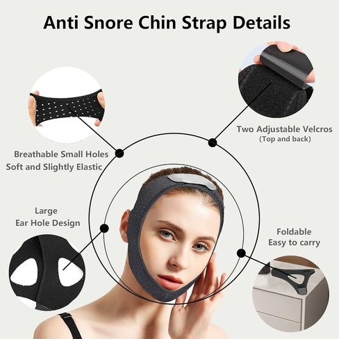Anti Snoring Chin Strap,Adjustable CPAP Chin Strap,Chin Strap for Sleeping with Vent Holes,Fit to Keep Mouth Closed and Effective Stop Snoring Solution,Anti Snore Devices for Men and Women in Saudi Arabia