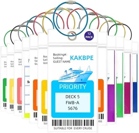 Cruise Luggage Tags, Carnival Cruise for NCL, Princess, Carnival, Royal Caribbean Ship Essentials Tag Holders 12 Packs. in Kuwait