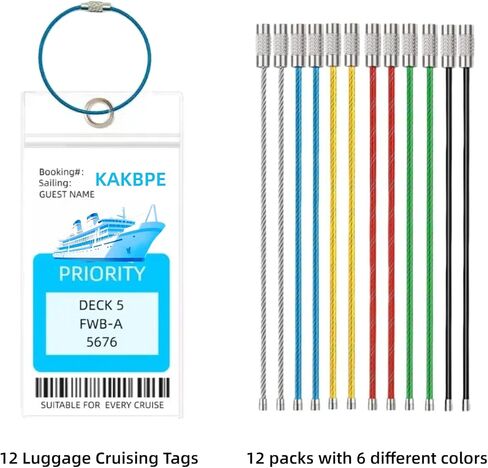 Cruise Luggage Tags, Carnival Cruise for NCL, Princess, Carnival, Royal Caribbean Ship Essentials Tag Holders 12 Packs. in Kuwait