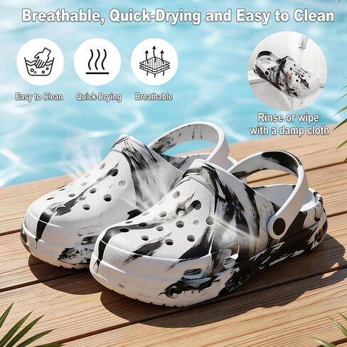 Kids Toddler Clogs with Unique Non-Slip Sole, Lightweight Boys Girls Garden Shoes with ABC Alphabet Pattern, Slip-on Children Sandals with Back Strap, Cute Water Shoes for Beach Pool Shower in Kuwait