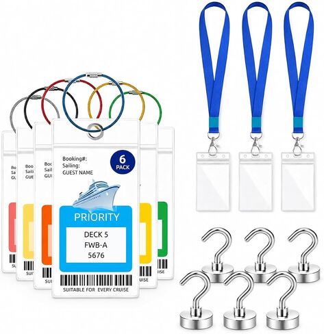 Cruise Luggage Tags, Carnival Cruise for NCL, Princess, Carnival, Royal Caribbean Ship Essentials Tag Holders 12 Packs. in Kuwait