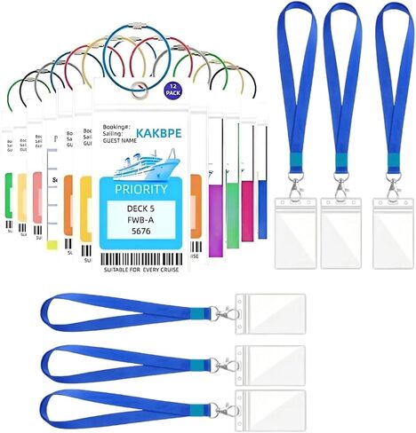 Cruise Luggage Tags, Carnival Cruise for NCL, Princess, Carnival, Royal Caribbean Ship Essentials Tag Holders 12 Packs. in Kuwait