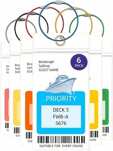 Cruise Luggage Tags, Carnival Cruise for NCL, Princess, Carnival, Royal Caribbean Ship Essentials Tag Holders 12 Packs. in Kuwait