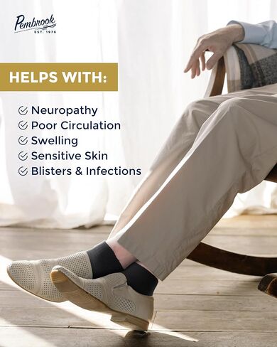 Pembrook Diabetic Ankle Socks for Women and Men - 6 Pairs | Low Cut Neuropathy Socks for Women | Smooth Toe Seams in Kuwait