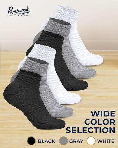 Pembrook Diabetic Ankle Socks for Women and Men - 6 Pairs | Low Cut Neuropathy Socks for Women | Smooth Toe Seams in Kuwait
