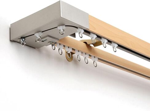 Double Curtain Rail Track Wall Mounted with Bracket, Roller & End Cap - 2.1m/6.9ft Adjustable for Living Room, Bedroom, Room Divider - Color C in Kuwait