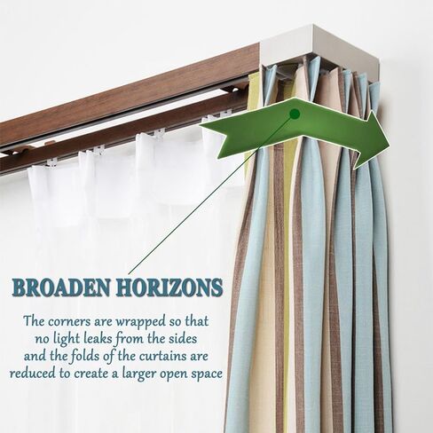 Double Curtain Rail Track Wall Mounted with Bracket, Roller & End Cap - 2.1m/6.9ft Adjustable for Living Room, Bedroom, Room Divider - Color C in Kuwait