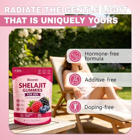 Bloomin Shilajit Gummies for Her, صحة المرأة، التوت المختلط 60 علكة in Kuwait
