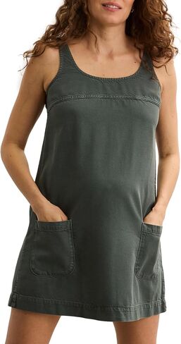 HATCH The Kiley Denim Mini Maternity Dress for Women, A-Line Shape | Lightweight, Sleeveless & Oversized Pocketsall in Kuwait