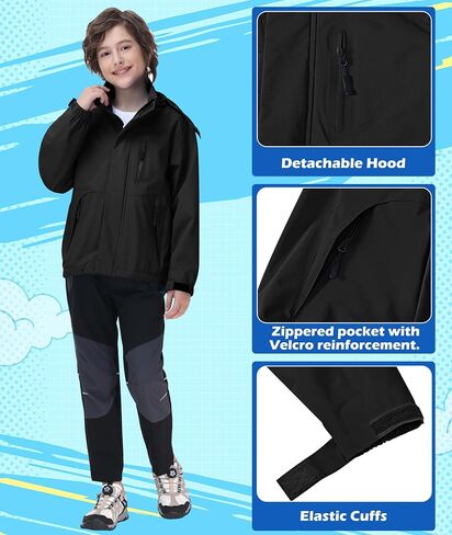 Boys Rain Jacket Kids Lightweight Rain Jackets Waterproof Hooded Windbreaker Outdoor Coats for Boys Girls in Saudi Arabia