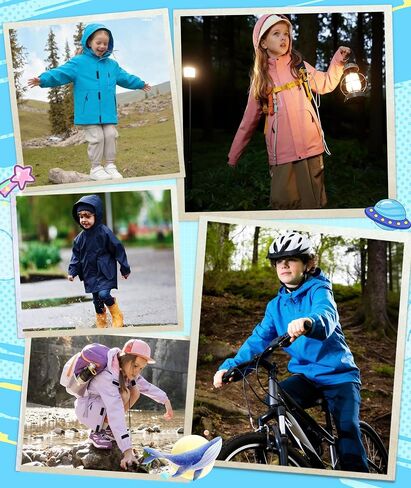 Boys Rain Jacket Kids Lightweight Rain Jackets Waterproof Hooded Windbreaker Outdoor Coats for Boys Girls in Saudi Arabia