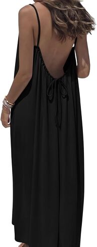 OFEEFAN Summer Dresses for Women 2026 Backless Cami Maxi Sundresses Spaghetti Strap Beach Vacation Clothes Swimsuit Coverup in Kuwait
