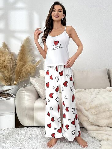 Women's halter nightwear set, exquisite printed nightwear, soft, comfortable and elastic (halter top & long pants) in Kuwait
