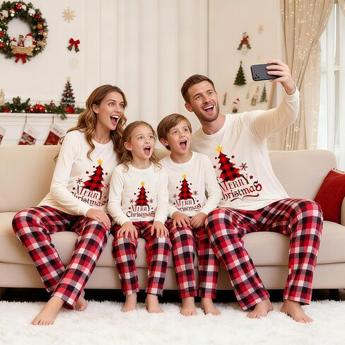 OAKFashion Christmas Pajamas for Family, Xmas Pajamas Family Christmas Pjs Matching Sets Holiday Nightwear Jammies in Saudi Arabia