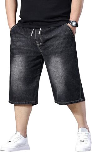 Men's Big and Tall Jean Shorts Elastic Waisted Baggy Jorts Drawstring Plus Size Relaxed Fit Denim Shorts 2XL-6XL in Kuwait