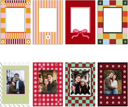 Tellegloww 8 Pcs Magnetic Photobooth Frame Set, Fridge Magnet Photo Frames Fits 1.5 x 8 Inch Photo Booth Strips, Colorful Vintage Vertical Frames for Refrigerator, Kitchen & Home Decor in Kuwait