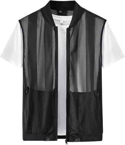 Men's Summer Casual Lightweight Breathable Mesh Vest Cycling Zip Utility Fishing Safari Travel Vests with Pockets in Kuwait