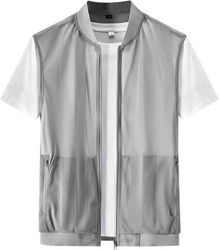 Men's Summer Casual Lightweight Breathable Mesh Vest Cycling Zip Utility Fishing Safari Travel Vests with Pockets in Kuwait