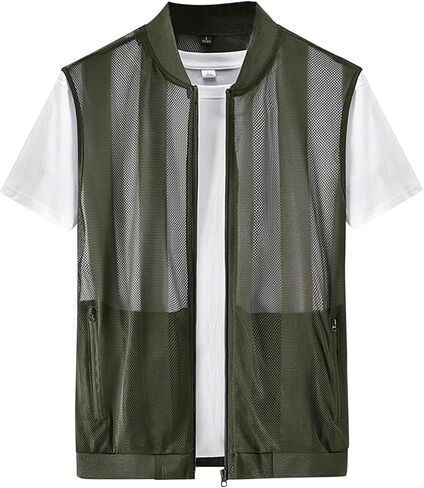 Men's Summer Casual Lightweight Breathable Mesh Vest Cycling Zip Utility Fishing Safari Travel Vests with Pockets in Kuwait