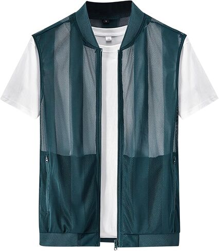 Men's Summer Casual Lightweight Breathable Mesh Vest Cycling Zip Utility Fishing Safari Travel Vests with Pockets in Kuwait