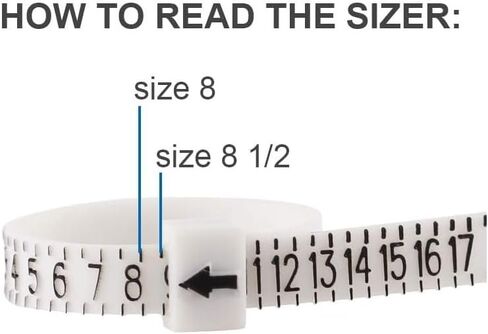 Finger Measuring Tool - Ring Sizer Gauge (1-17 USA Ring Sizer) for Women, Men & Kids/Measure Your Finger Sizes @ Home in Saudi Arabia