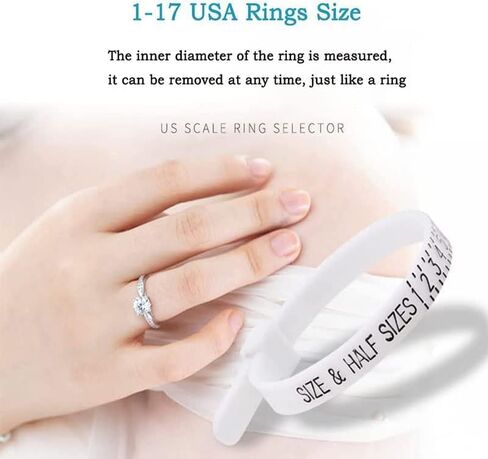 Finger Measuring Tool - Ring Sizer Gauge (1-17 USA Ring Sizer) for Women, Men & Kids/Measure Your Finger Sizes @ Home in Saudi Arabia