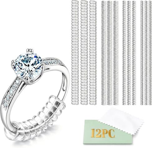 Ring Sizer Adjuster for Loose Rings – 12 Pack Invisible Ring Guards, Clear Ring Size Adjuster for Women & Men, Reduce Ring Size 0.5-1.5, Fits Bands Wide Up to 6mm/0.24inch in Saudi Arabia
