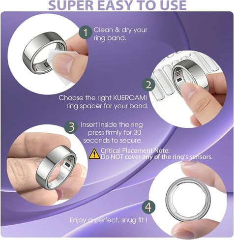 Smart Ring Size Adjuster for Loose Rings, 120Pcs Silicone Spacer Inserts for Oura/Galaxy/RingConn/Ultrahuman, Reduces 0.2-2 Sizes, Sensor-Friendly, Waterproof, 3 Colors (Gold, Black, Clear) in Saudi Arabia