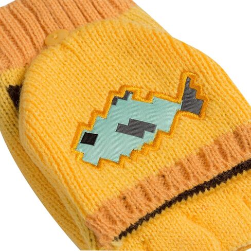 قفازات JINX Minecraft Ocelot المحبوكة بدون أصابع مع غطاء قفاز قابل للتحويل، أصفر، مناسب للشباب in Kuwait