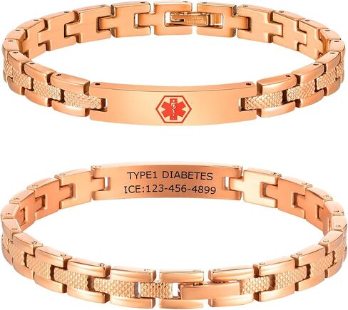 Personalized Medical Alert Bracelets for Men / Women -Stainless Steel Waterproof Medical ID Bracelets Customizable Medic Info, Medic Life Alert Bracelet Wristband Jewelry for Diabetic Epilepsy Allergy in Saudi Arabia