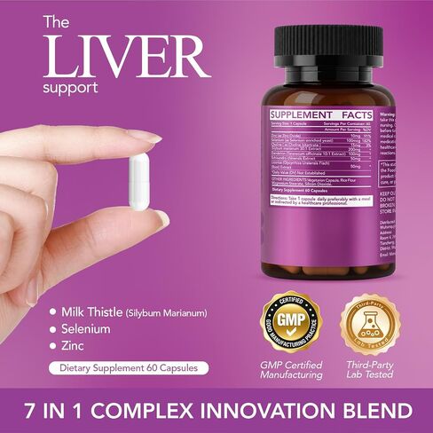Liver Cleanse Detox & Repair Supplement – 7-in-1 30:1 Milk Thistle Formula with Silymarin, Choline & Dandelion Root – Supports Liver Health & Digestive Wellness – 60 Vegetarian Capsules in Kuwait
