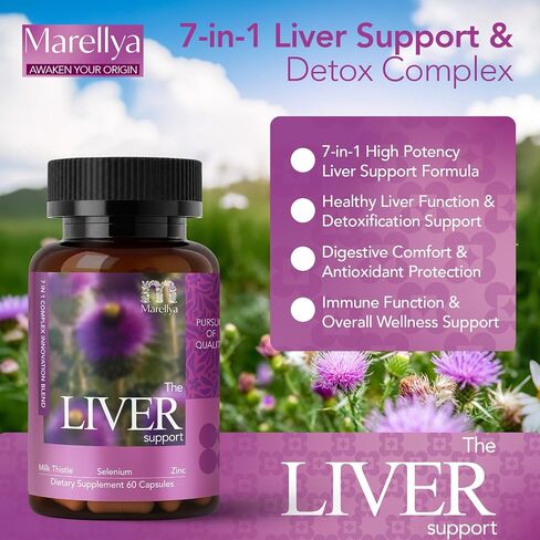 Liver Cleanse Detox & Repair Supplement – 7-in-1 30:1 Milk Thistle Formula with Silymarin, Choline & Dandelion Root – Supports Liver Health & Digestive Wellness – 60 Vegetarian Capsules in Kuwait