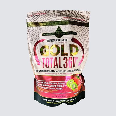 NAT-de-Mex Collagen Peptides Colageno Total 360 Bag - Strawberry Kiwi Flavor Powder 1.1Kg (38.80oz) in Kuwait