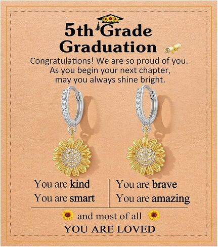 5th Grade Graduation Gifts - Hypoallergenic Sunflower Hoop Earrings Elementary School Graduation Gifts in Saudi Arabia